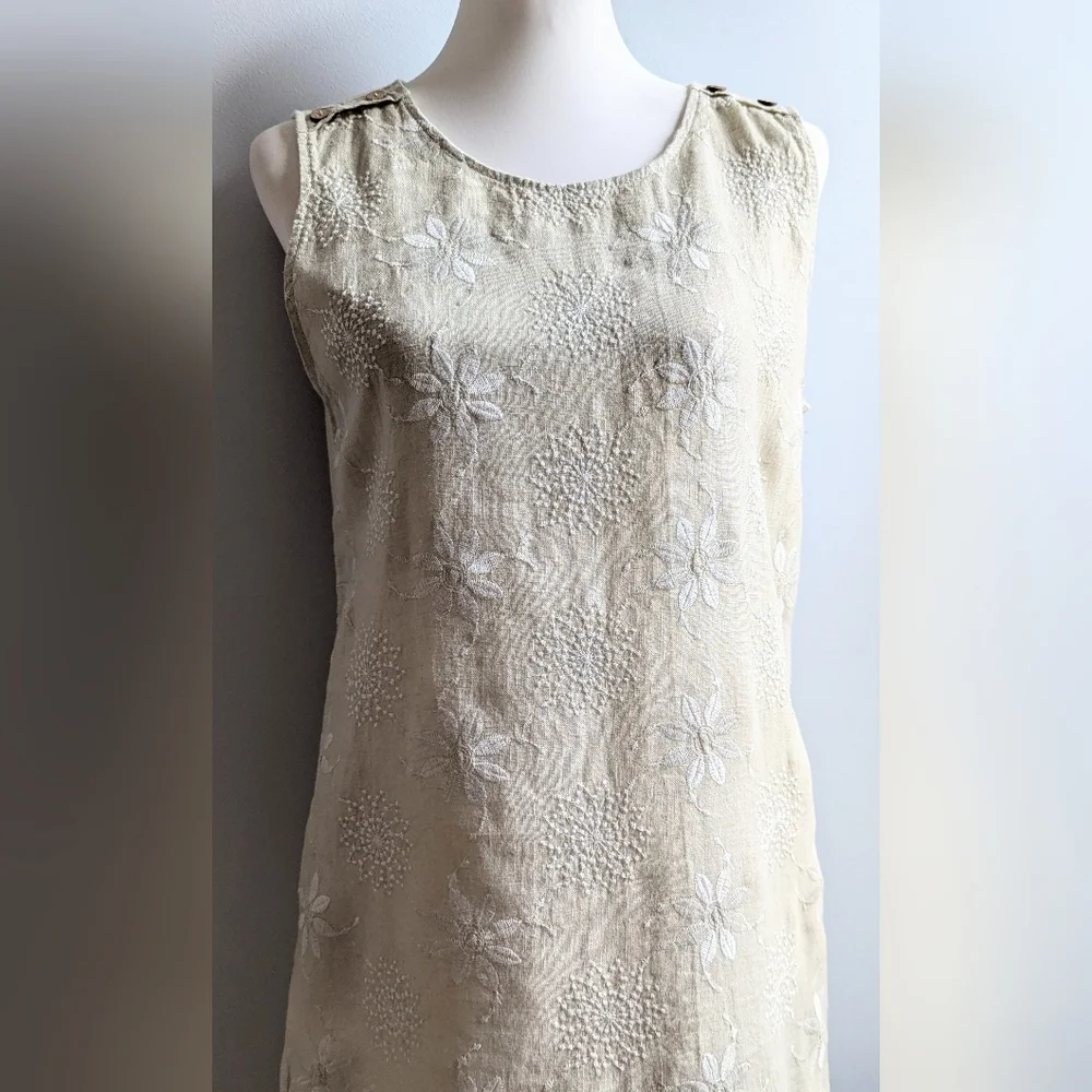 Terzo Millenio 100% Italian Linen Sleeveless Midi Dress Size Small - Picture 4 of 13